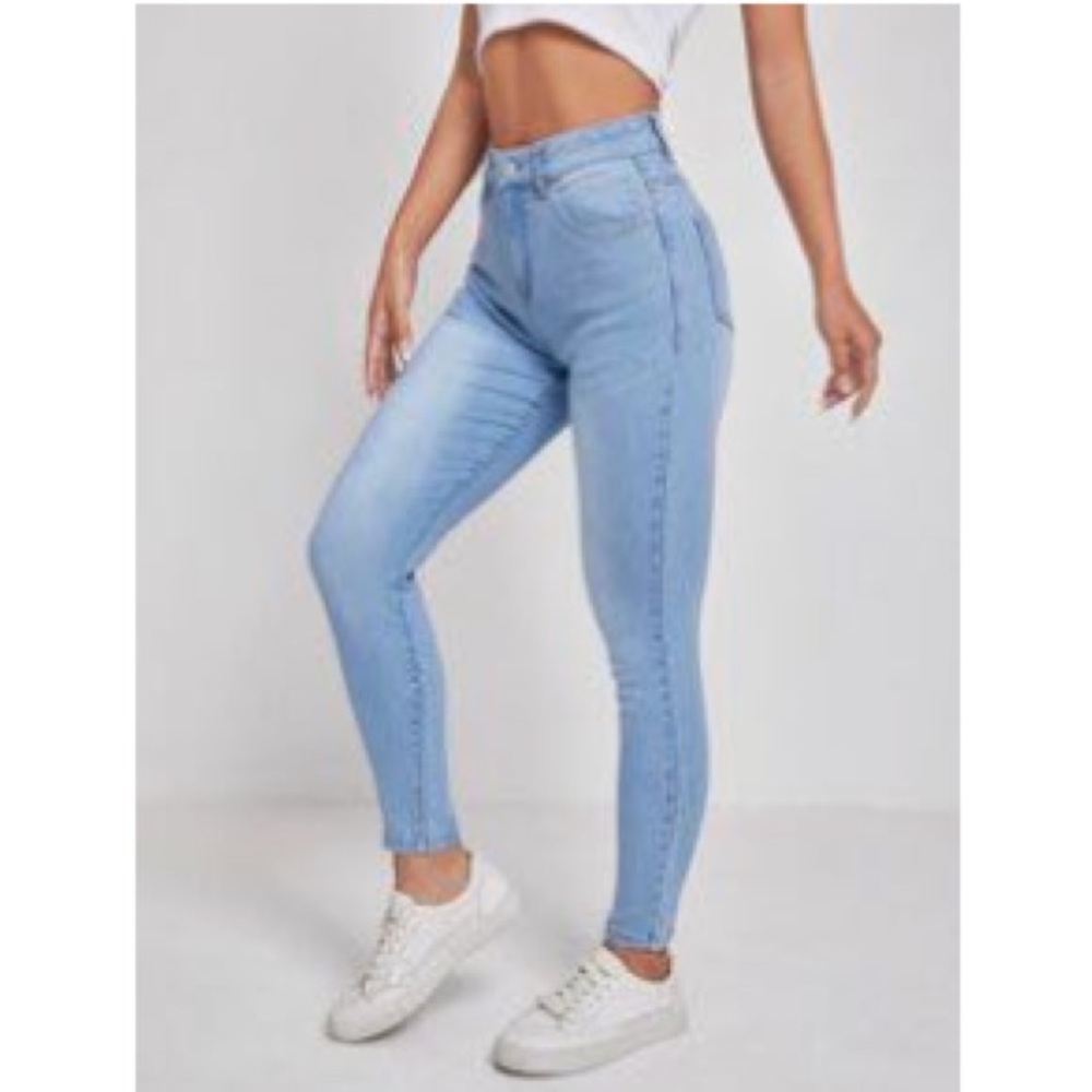 SHEIN Light Washed High Waist Skinny Jeans